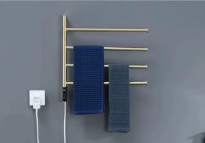 Elektrische handdoek radiator met thermostaat, roterend (75 Watt) - Goud