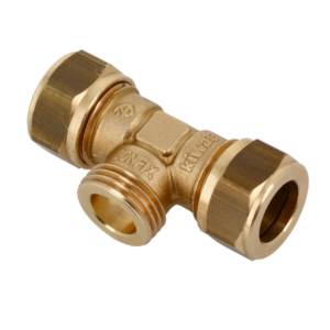 Bonfix messing schroef T-stuk 90°, 2x knel / 1x buitendraad, 15 x ½" x 15 mm, Kiwa ATA / Gastec QA