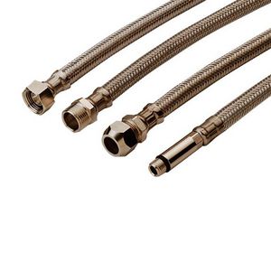 Flexibele aansluitslang RVS omvlochten DN8 3/8"wartel x 1/2"wartel Raminex
