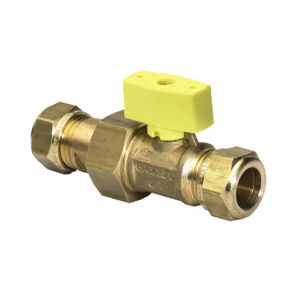 Gaskogelkraan messing knel recht 15x15mm knel x koppeling incl gratis verzending