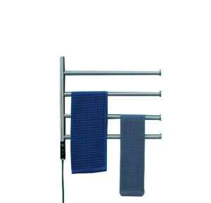 Elektrische handdoek radiator met thermostaat, roterend (75 Watt) - Nikkel/Geborsteld staal