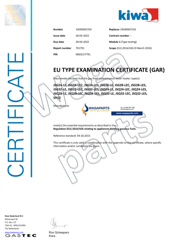 Wagaparts JSG24-LE(C) modulerende geiser 12 liter geheel gesloten systeem PROPAAN/BUTAAN - Afbeelding 5