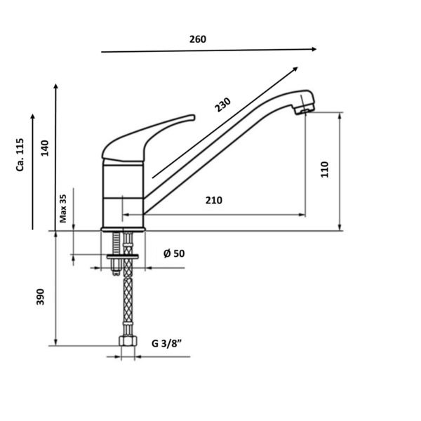 Wagaparts één hendel keukenmengkraan model KV21005 - Afbeelding 2