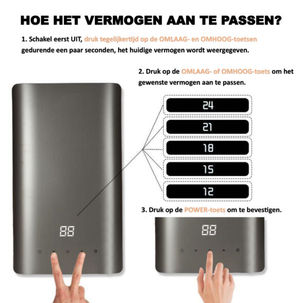 Elektrische doorstromer / waterverwarmer 3-fasen 380V instelbaar 12 t/m 24kW Model ZN-K12 - Afbeelding 3